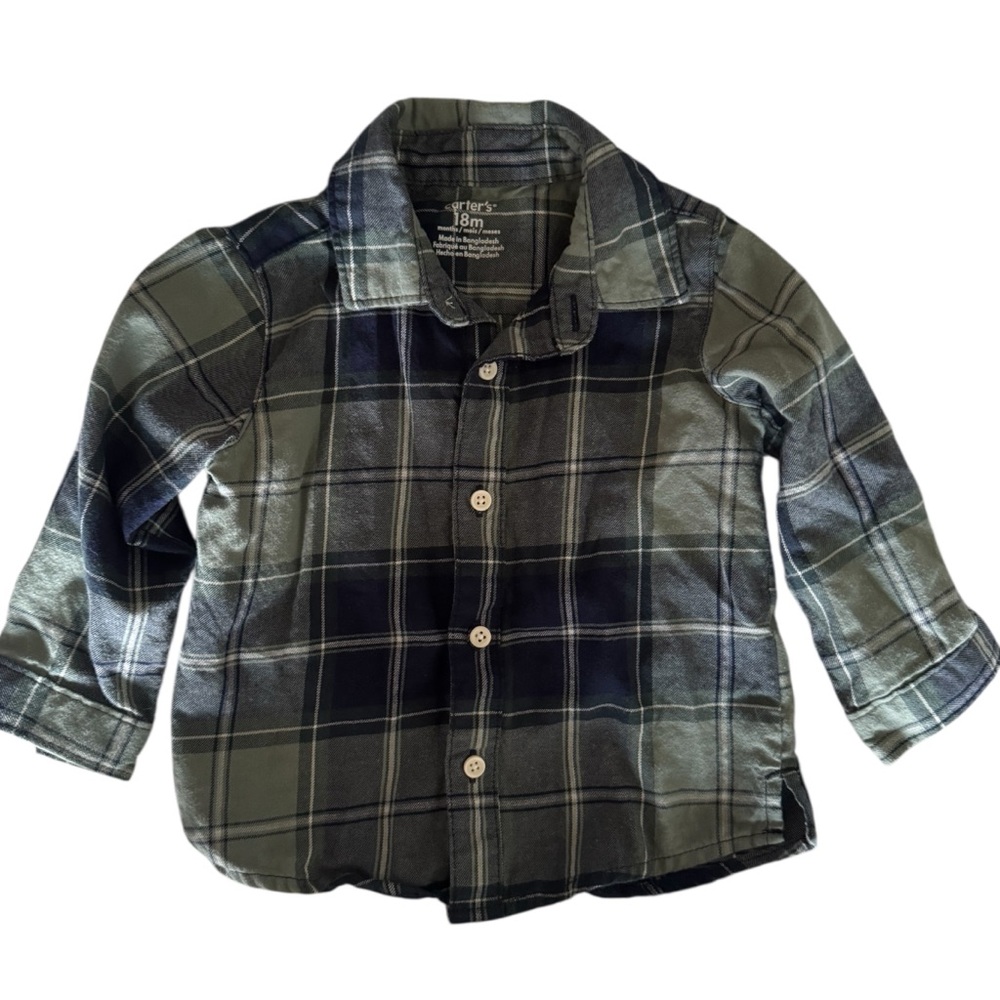 Carter’s Green and Blue Button Down Shirt 18M